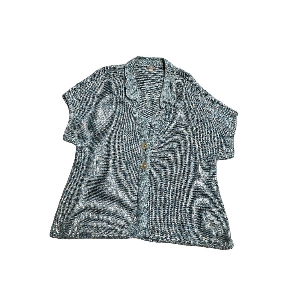 J. Jill Button Cardigan Sweater Knit Women's Size XL100% Cotton Marled Blue